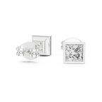 Princess Cut Lab Diamond Bezel Set Stud Earrings