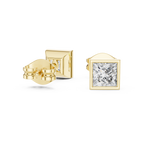 Princess Cut Lab Diamond Bezel Set Stud Earrings