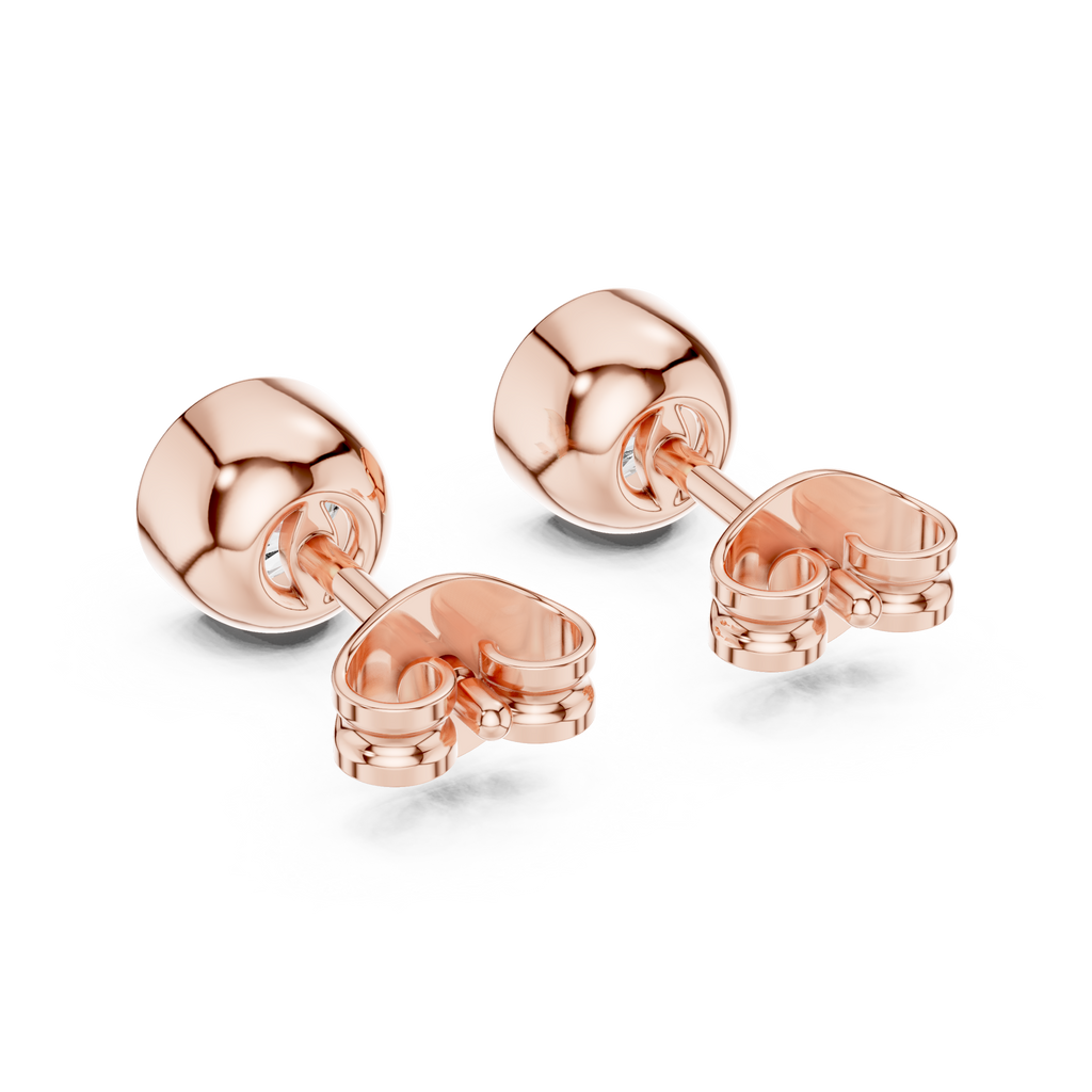 1 Carat Bezel Set Round Diamond Stud Earrings