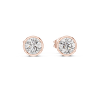 1 Carat Bezel Set Round Diamond Stud Earrings
