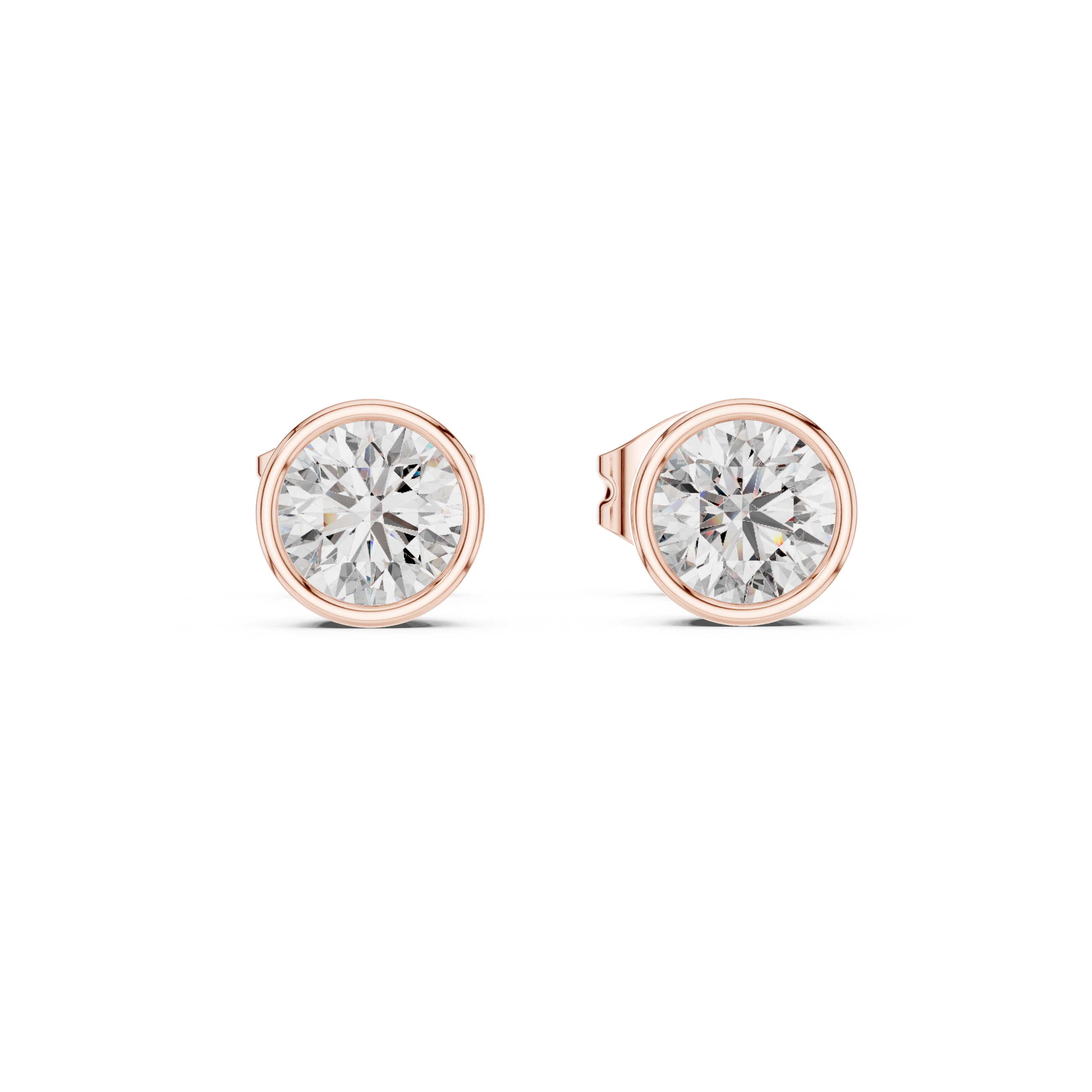 1 Carat Bezel Set Round Diamond Stud Earrings