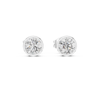1 Carat Bezel Set Round Diamond Stud Earrings
