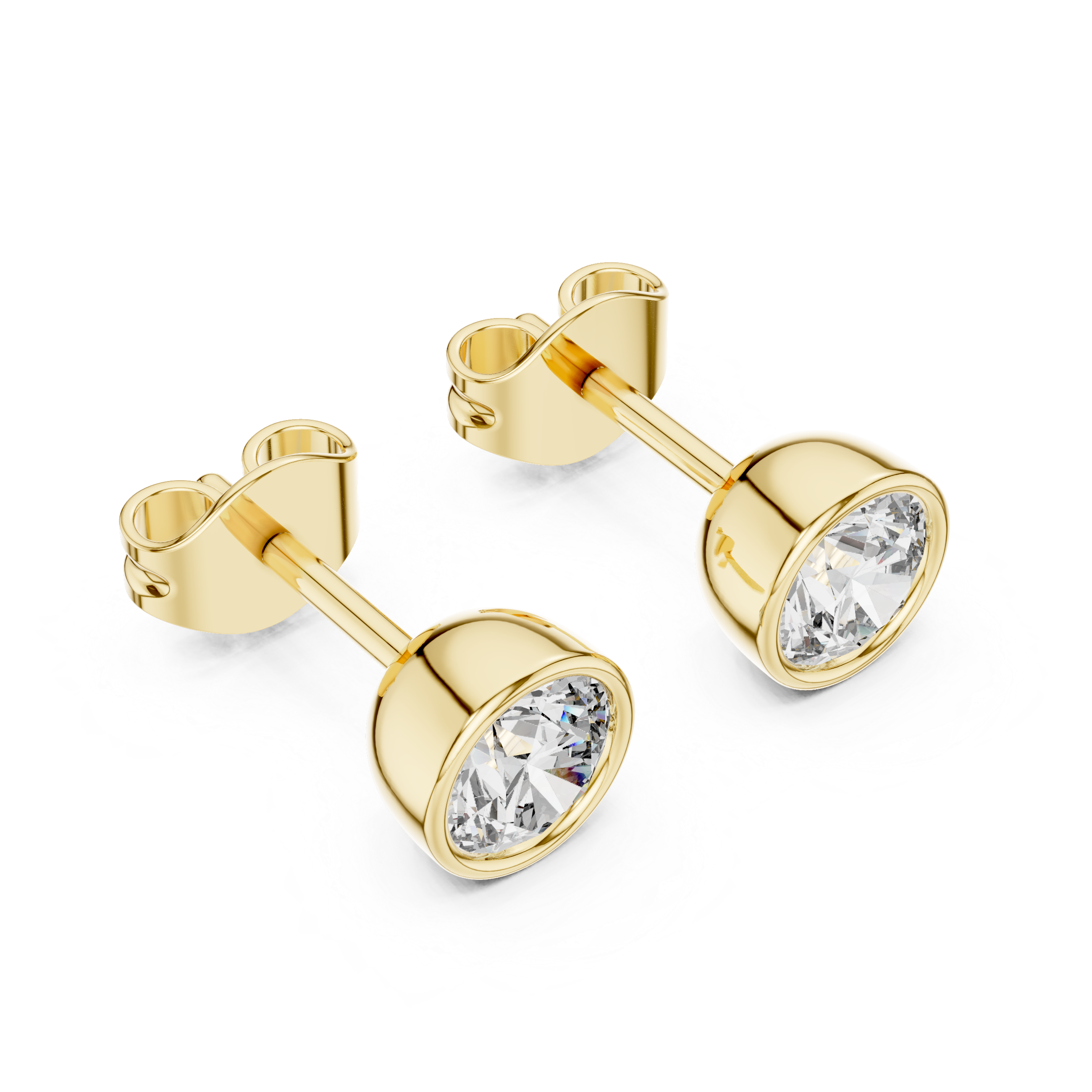 1 Carat Bezel Set Round Diamond Stud Earrings