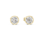 1 Carat Bezel Set Round Diamond Stud Earrings