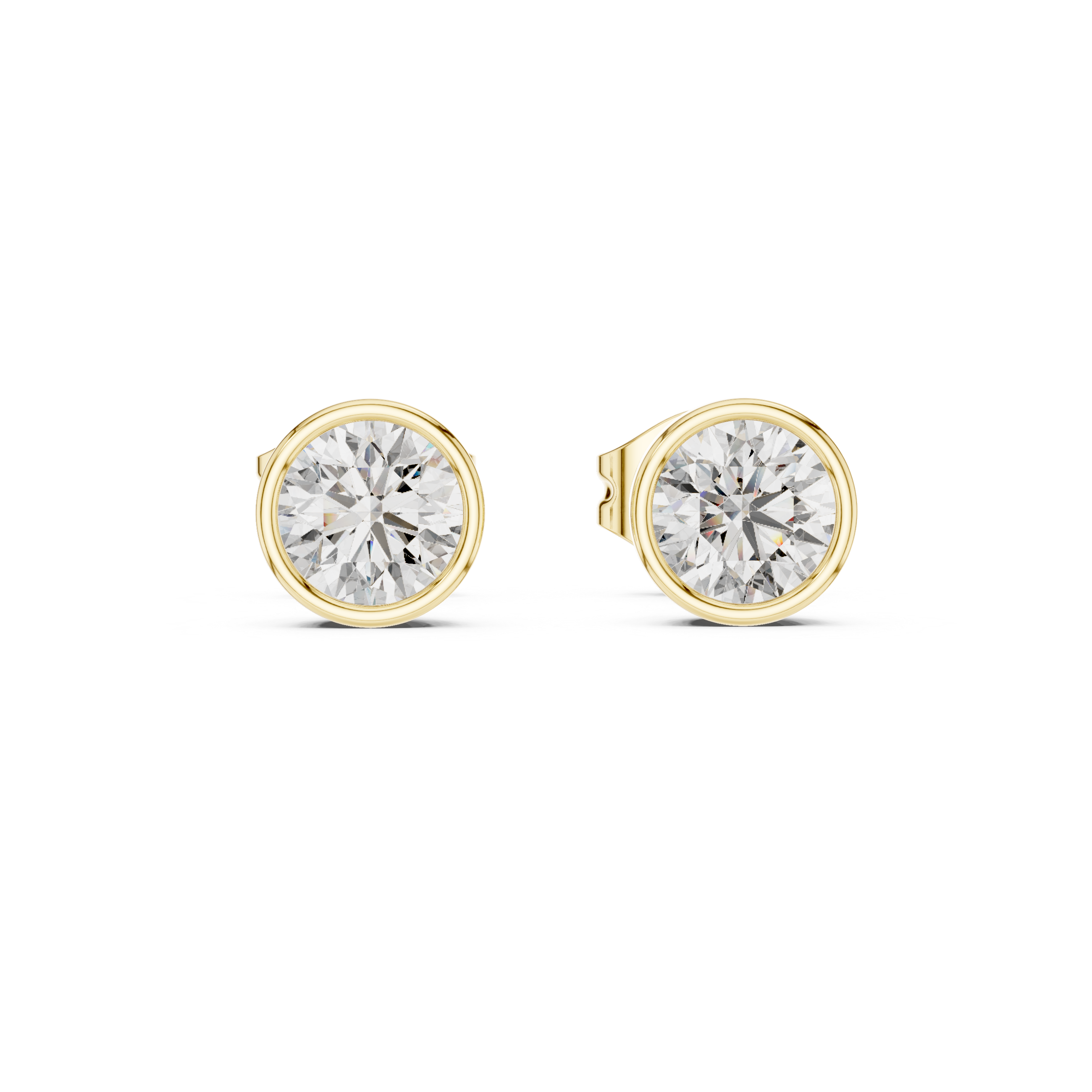 1 Carat Bezel Set Round Diamond Stud Earrings