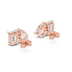 2 Carat Pear And Emerald Diamond Stud Earrings