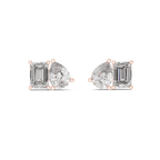 2 Carat Pear And Emerald Diamond Stud Earrings