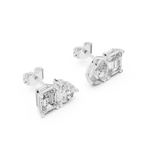 2 Carat Pear And Emerald Diamond Stud Earrings