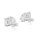 2 Carat Pear And Emerald Diamond Stud Earrings