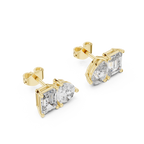 2 Carat Pear And Emerald Diamond Stud Earrings