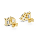 2 Carat Pear And Emerald Diamond Stud Earrings