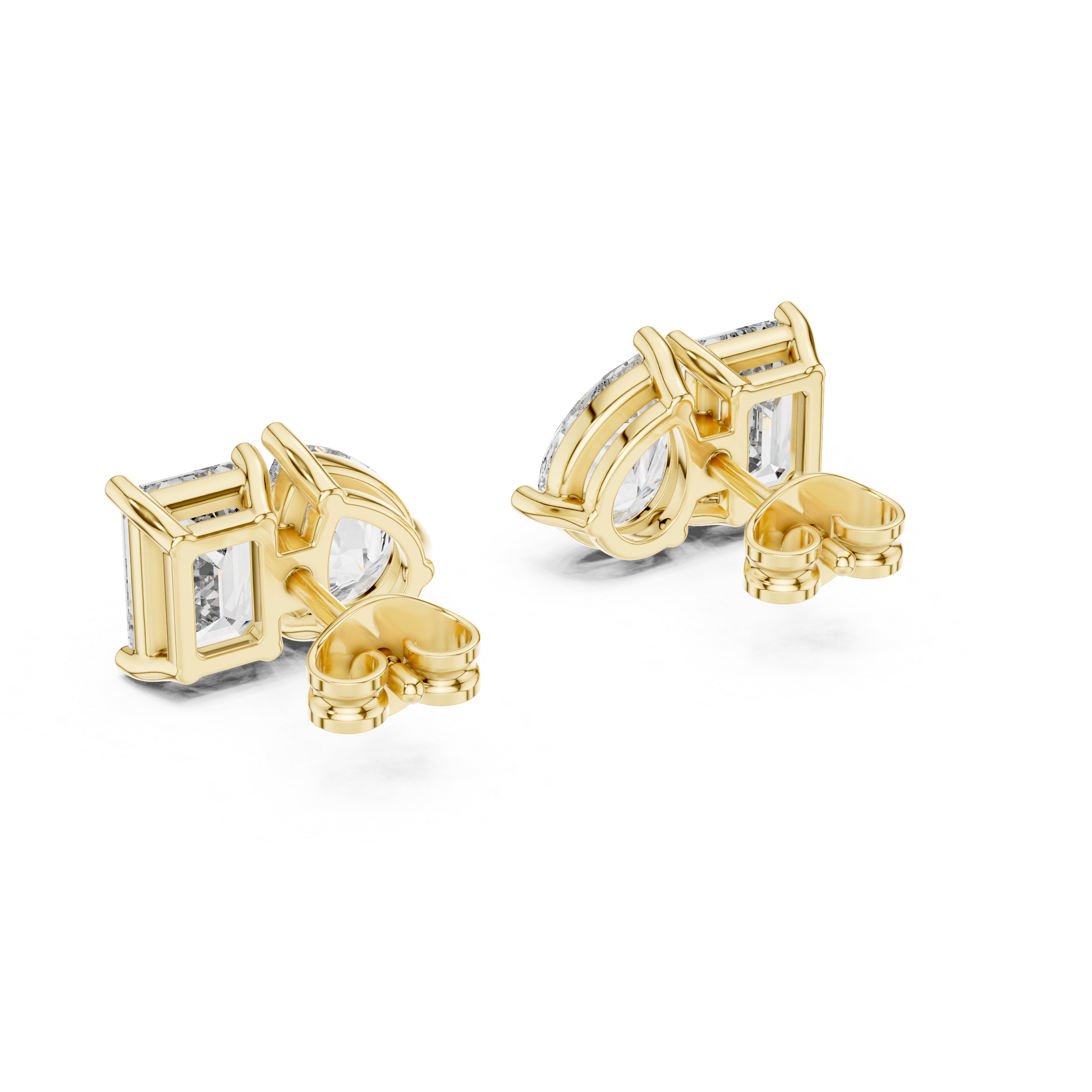 2 Carat Pear And Emerald Diamond Stud Earrings