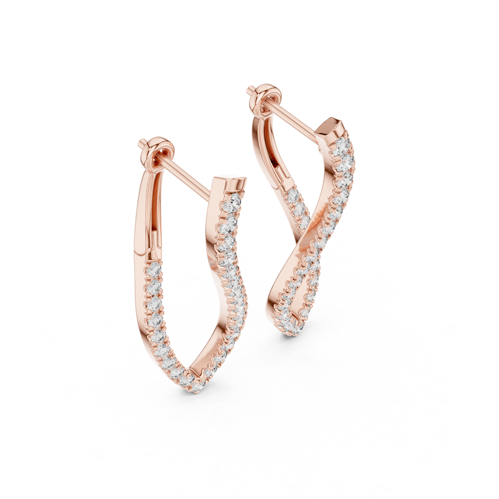 Unique Round Cut Lab Diamond Hoop Earrings