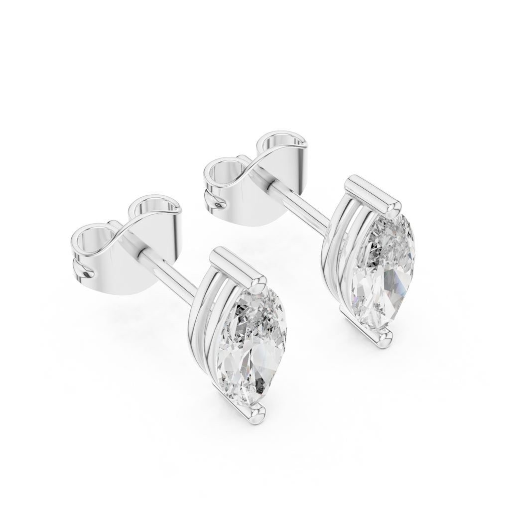 2 Prong Marquise Cut Lab Diamond Stud Earrings
