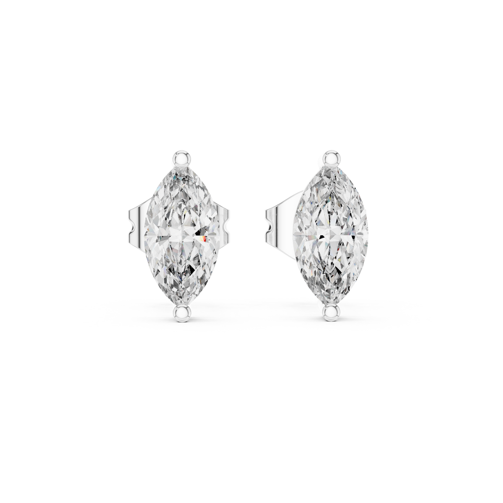 2 Prong Marquise Cut Lab Diamond Stud Earrings