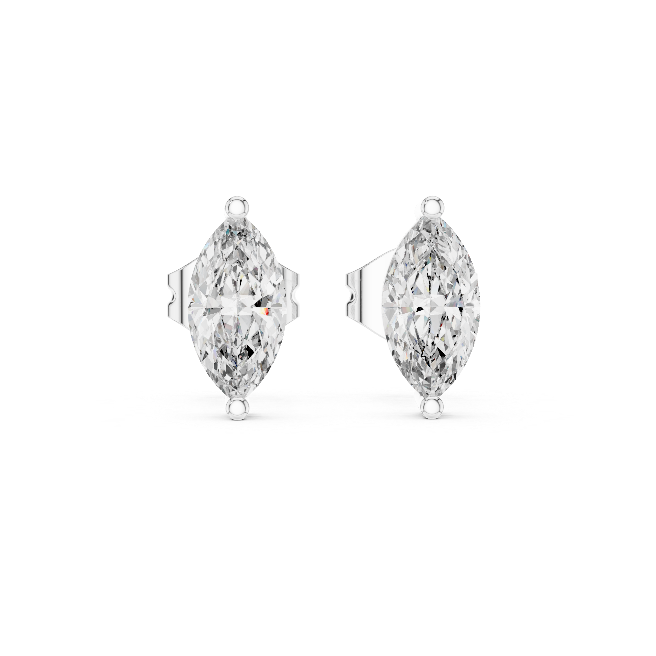 2 Prong Marquise Cut Lab Diamond Stud Earrings