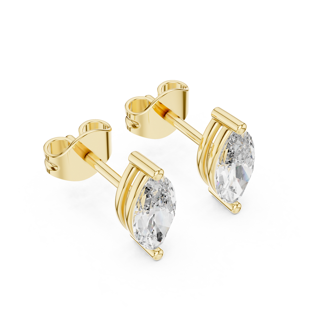 2 Prong Marquise Cut Lab Diamond Stud Earrings