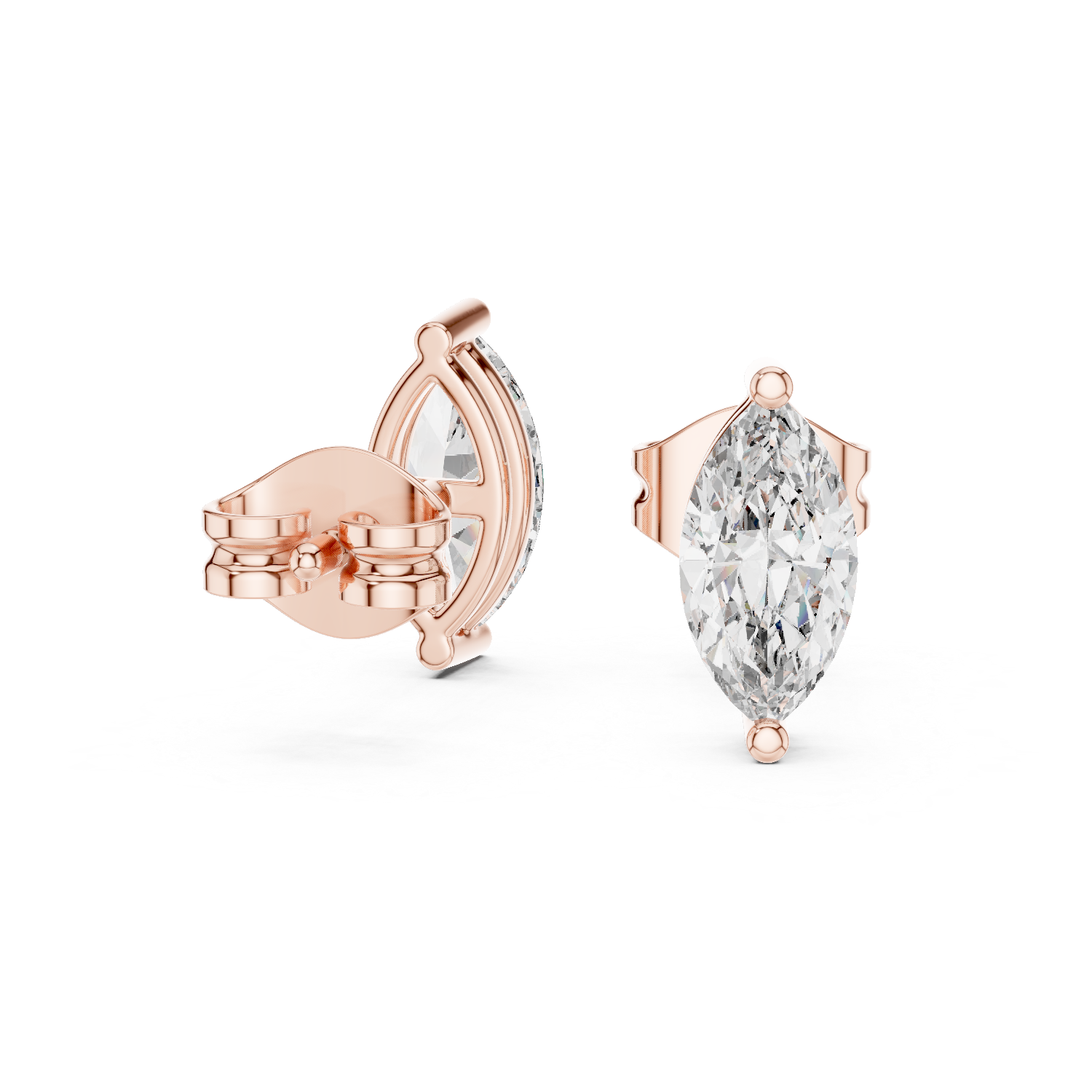 2 Prong Marquise Cut Lab Diamond Stud Earrings
