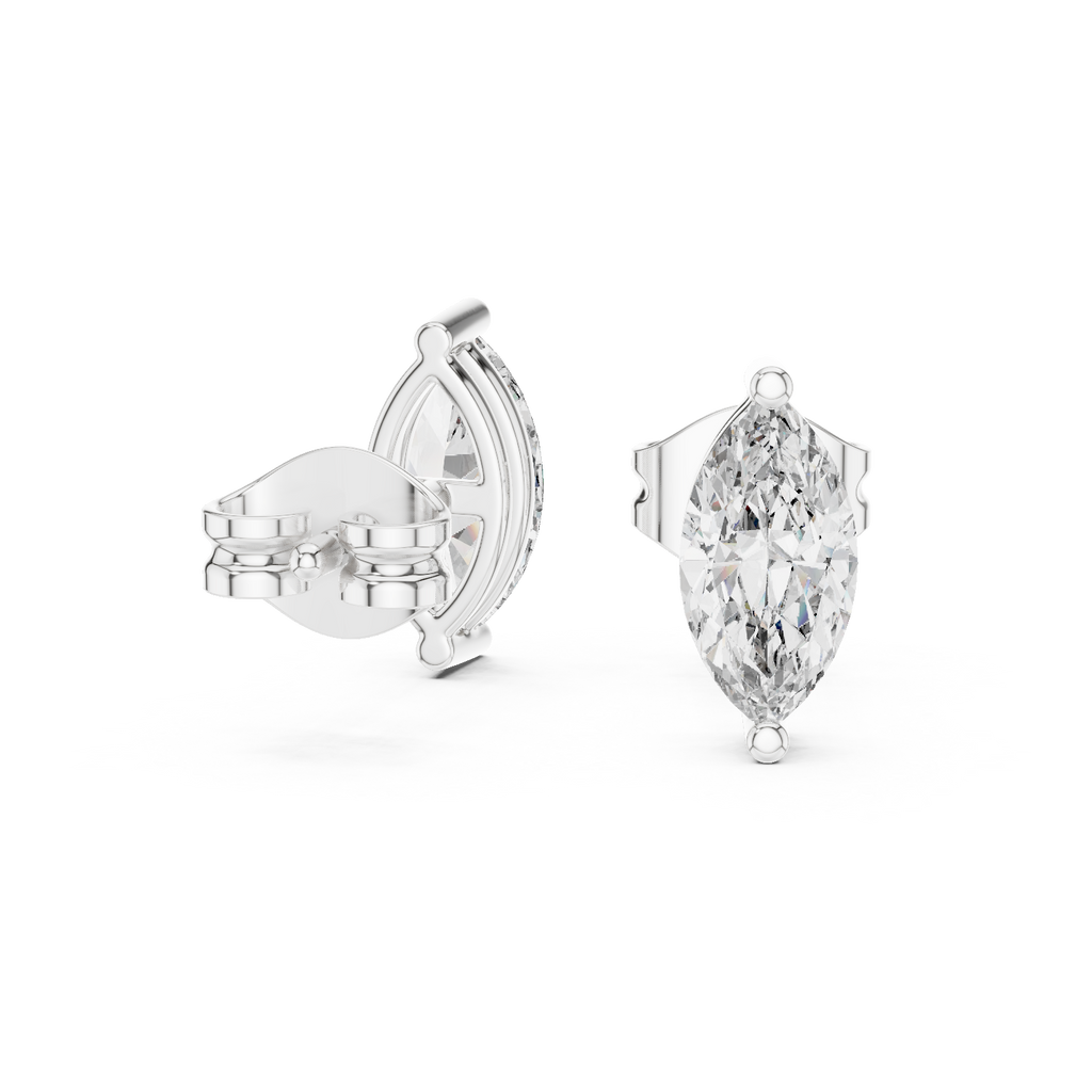 2 Prong Marquise Cut Lab Diamond Stud Earrings