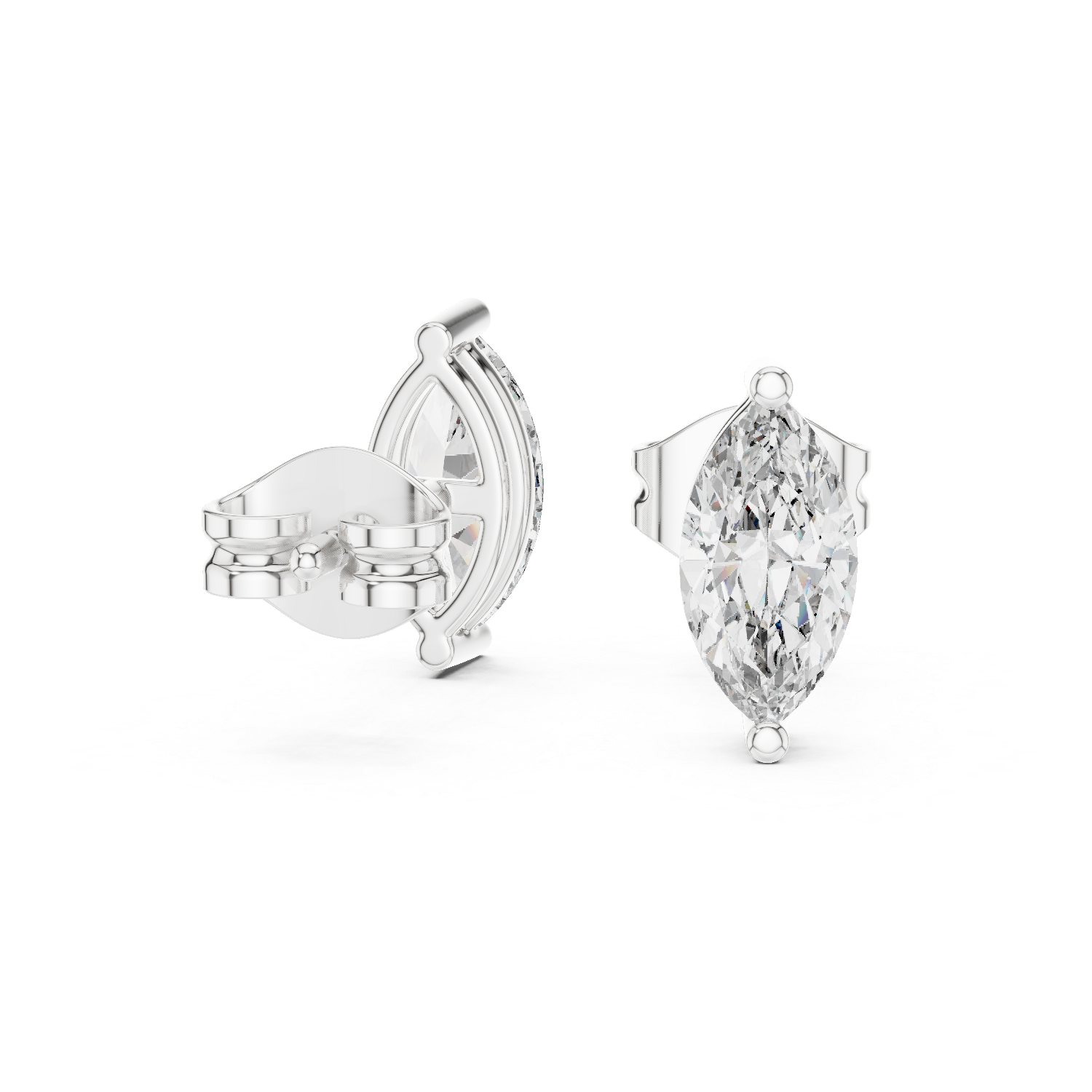2 Prong Marquise Cut Lab Diamond Stud Earrings