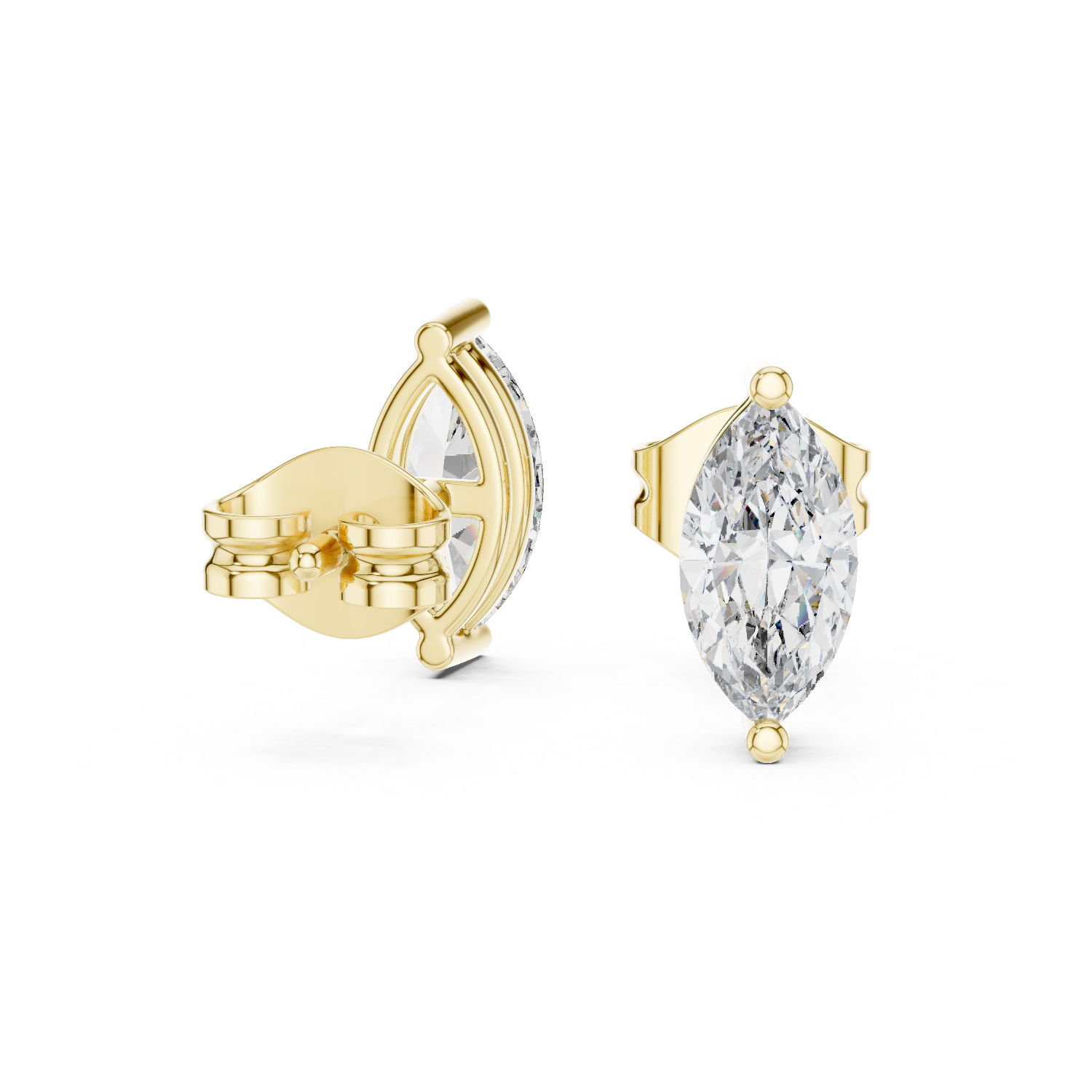 2 Prong Marquise Cut Lab Diamond Stud Earrings
