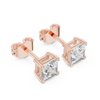 Princess Cut 1 Carat Diamond Stud Earrings