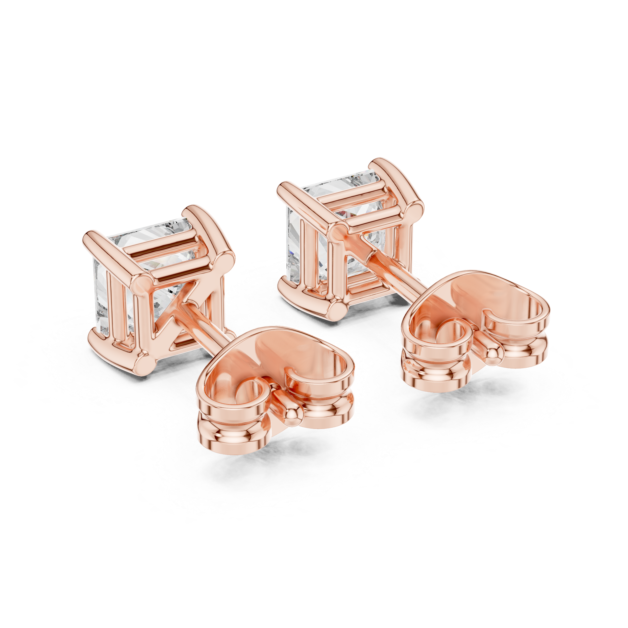 Princess Cut 1 Carat Diamond Stud Earrings