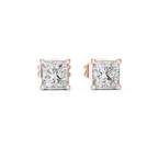 Princess Cut 1 Carat Diamond Stud Earrings