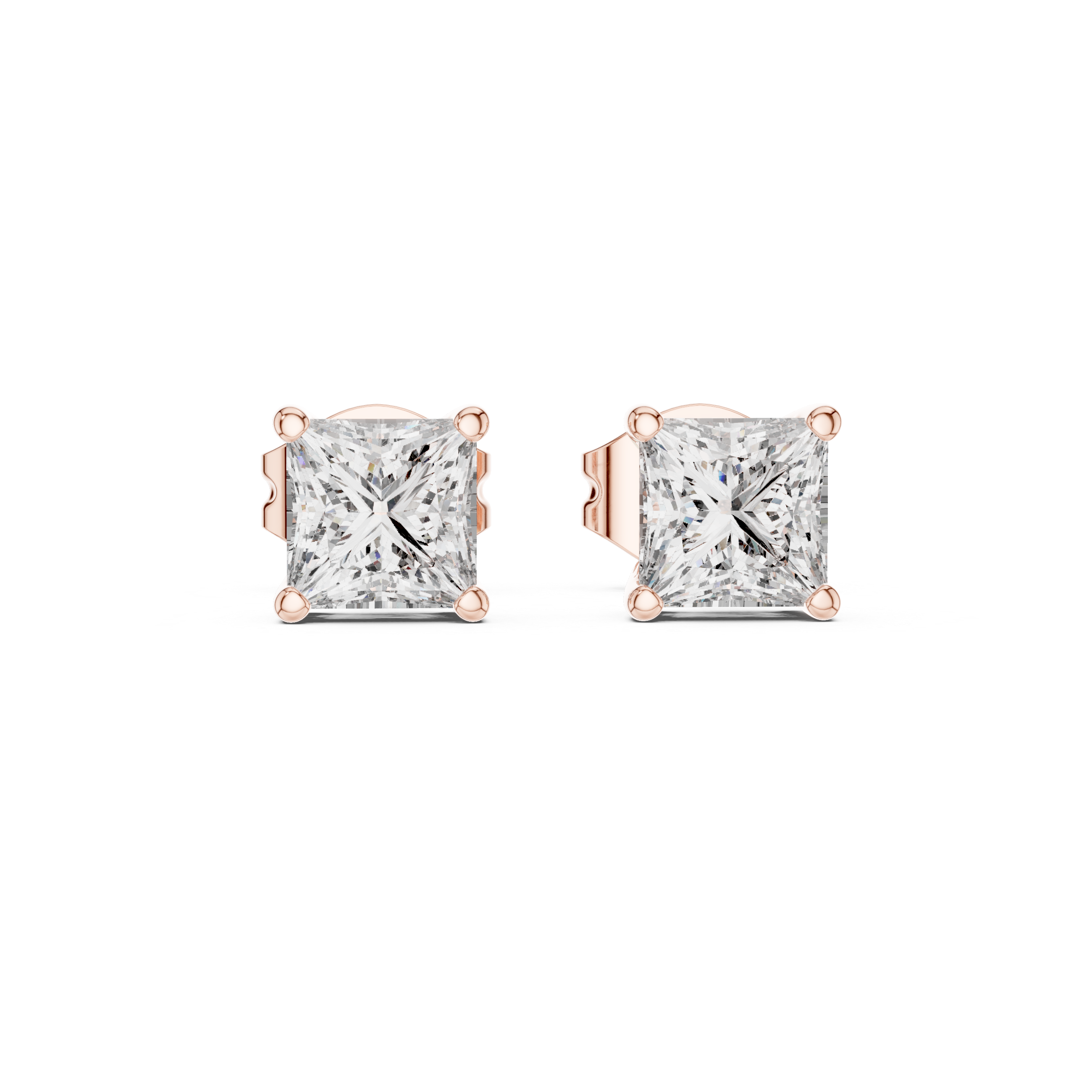 Princess Cut 1 Carat Diamond Stud Earrings