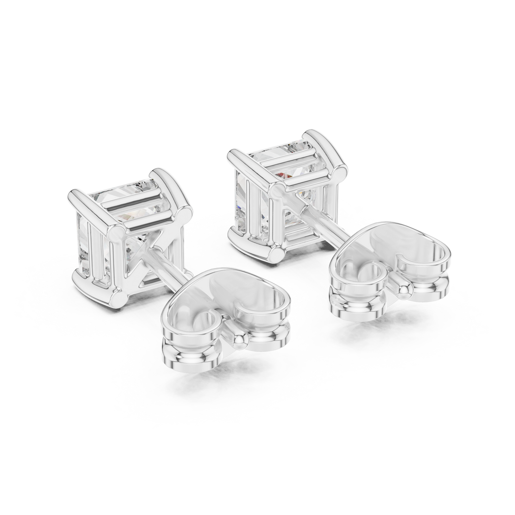 Princess Cut 1 Carat Diamond Stud Earrings