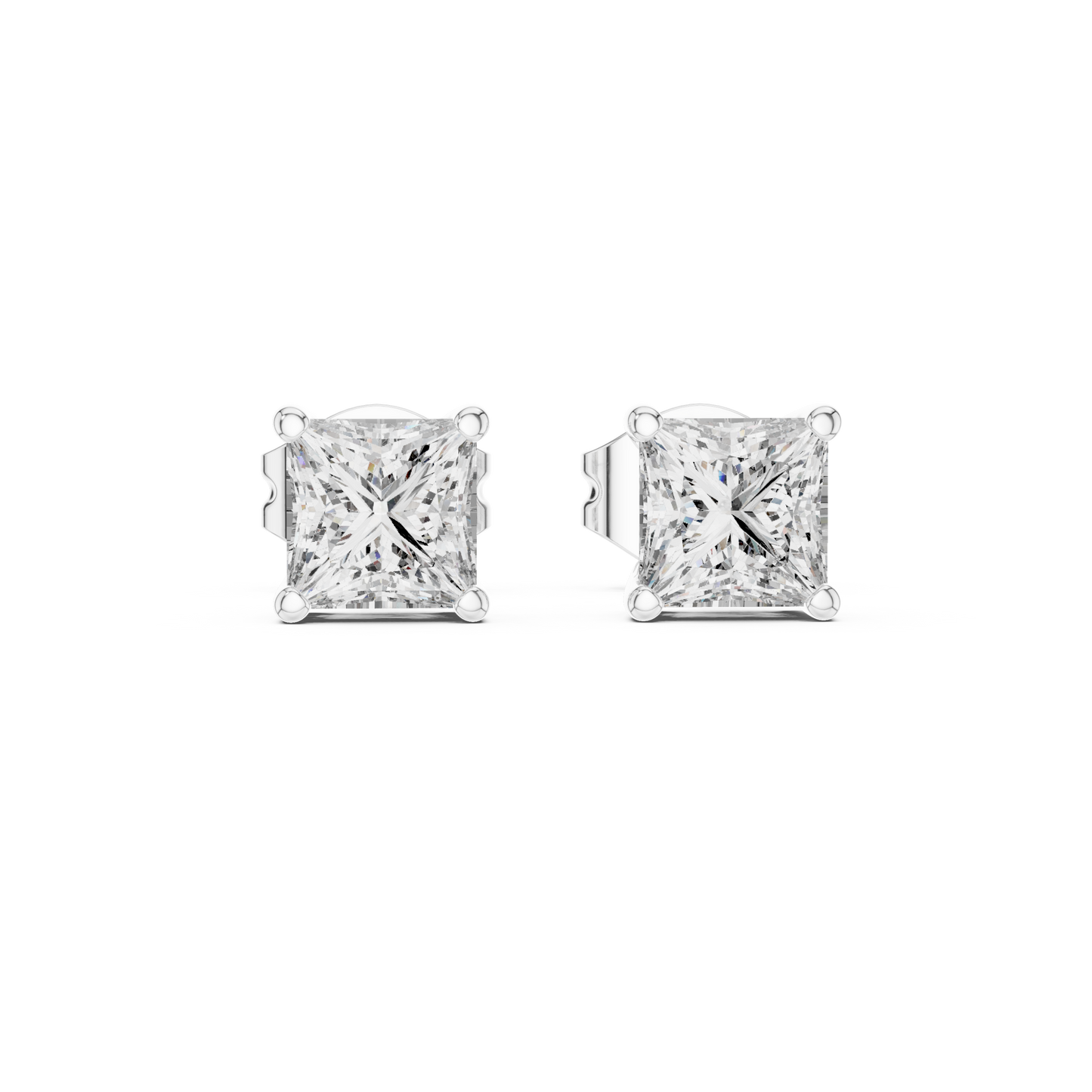 Princess Cut 1 Carat Diamond Stud Earrings