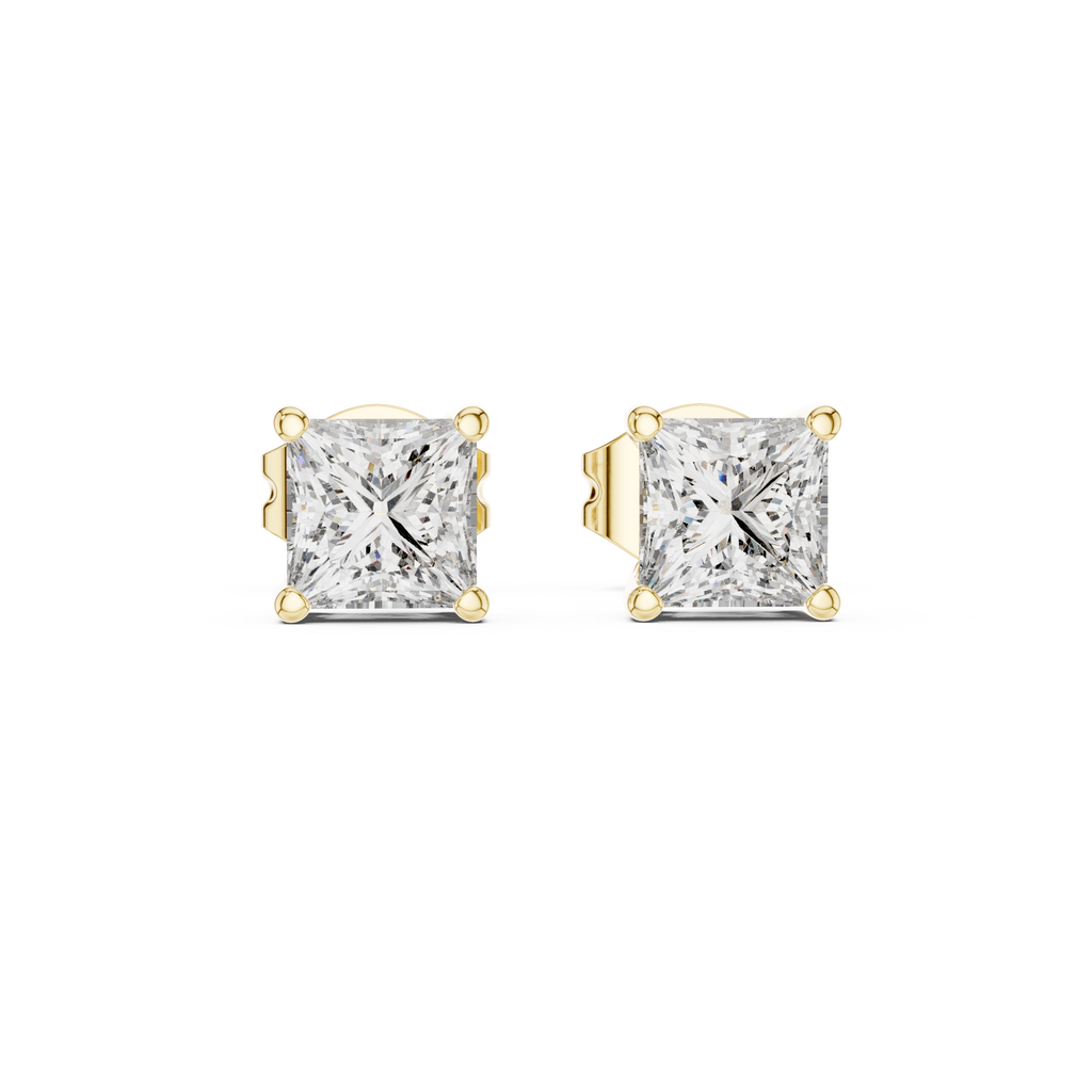 Princess Cut 1 Carat Diamond Stud Earrings