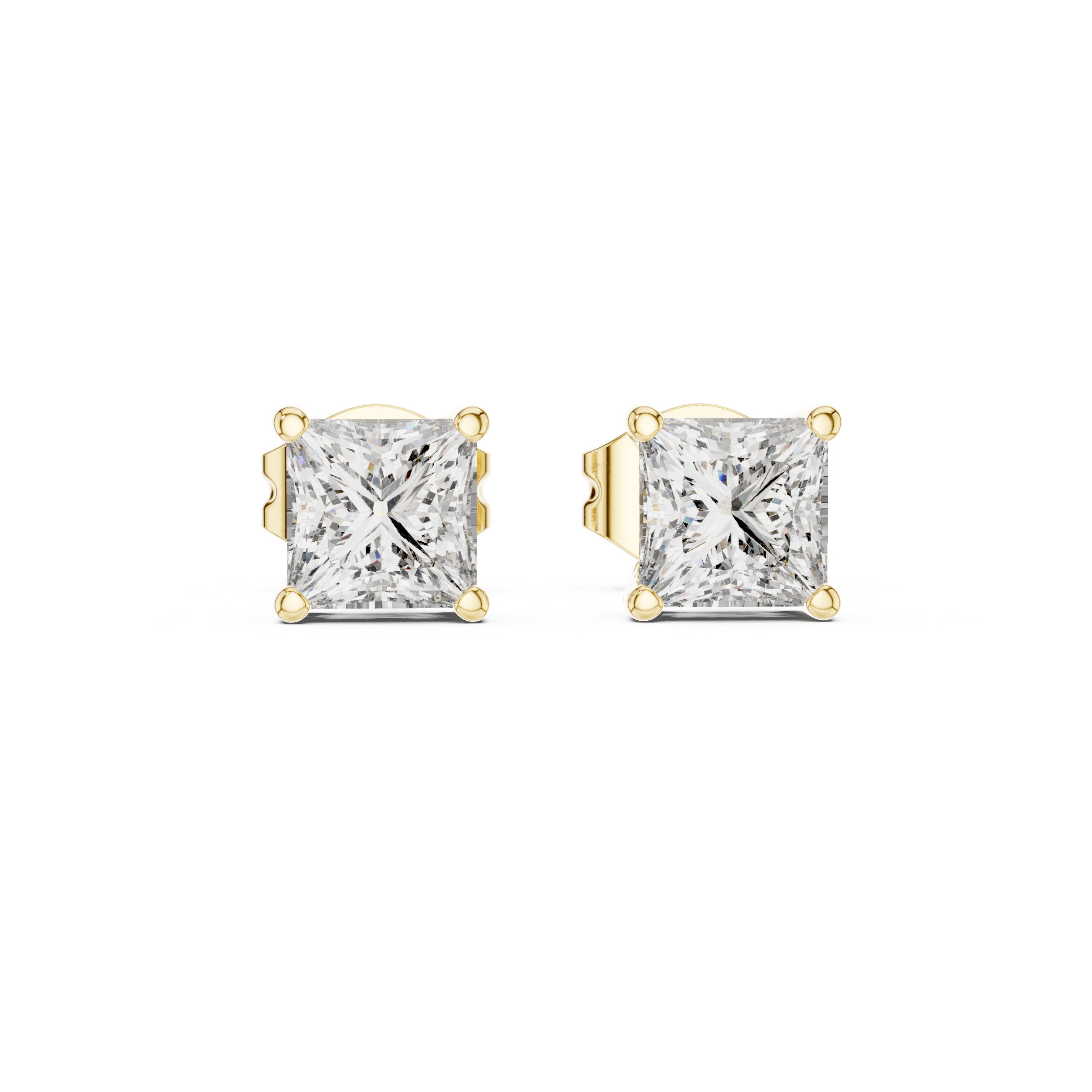 Princess Cut 1 Carat Diamond Stud Earrings