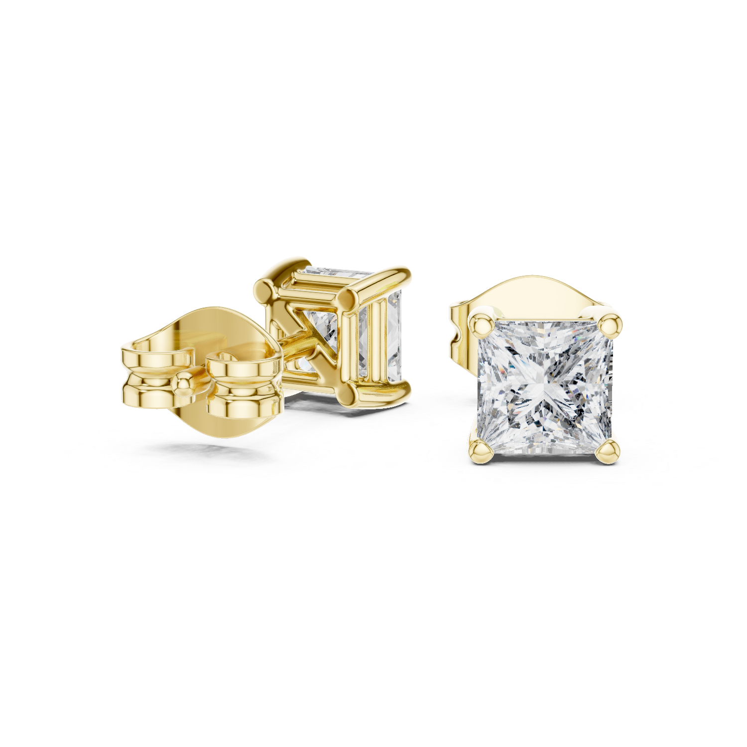 Princess Cut 1 Carat Diamond Stud Earrings