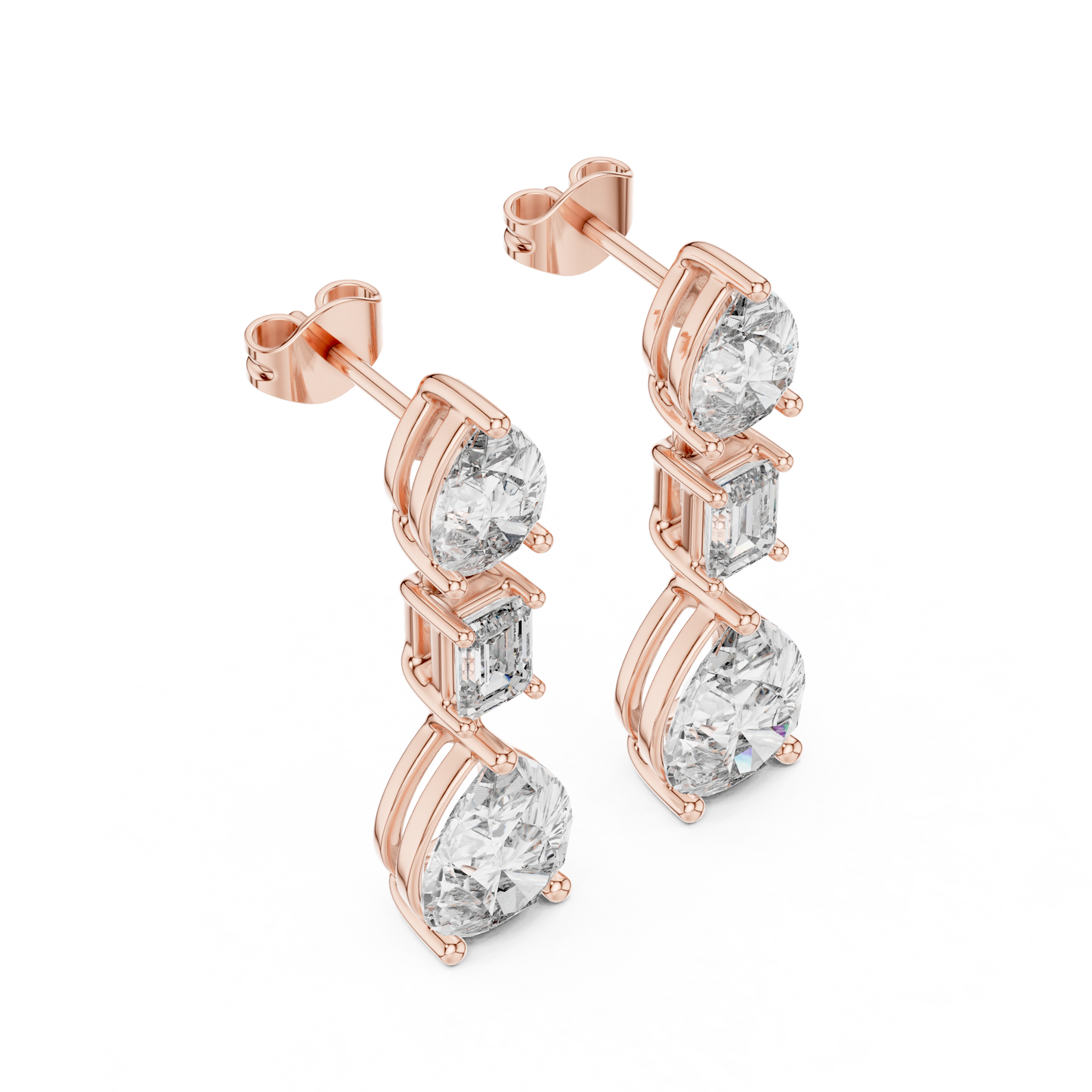 Multi Shape Lab Diamond Drop Dangler Earrings