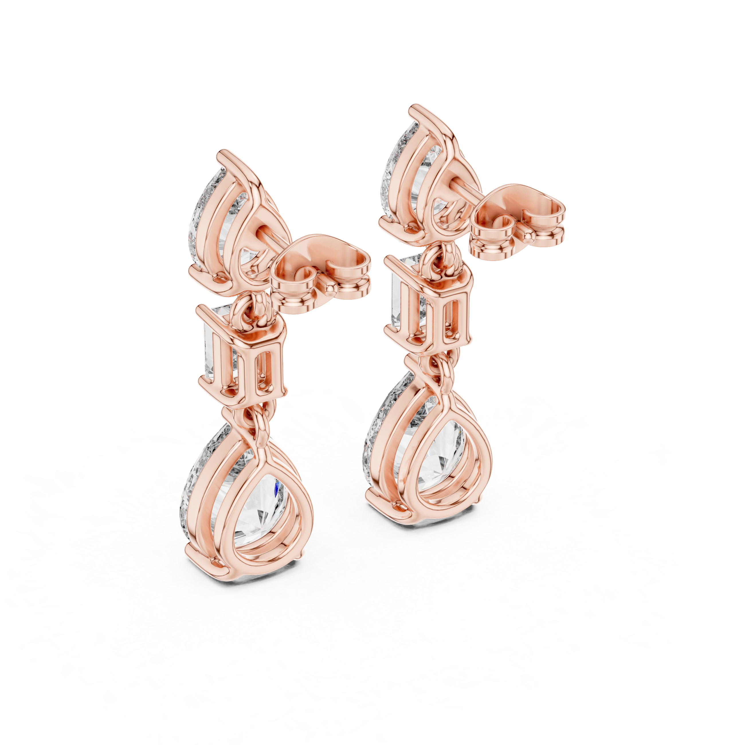 Multi Shape Lab Diamond Drop Dangler Earrings