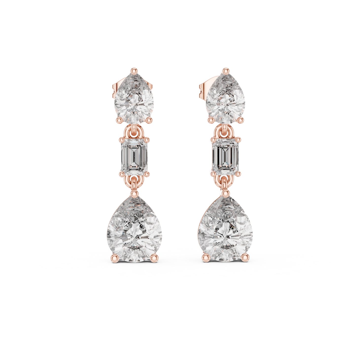 Multi Shape Lab Diamond Drop Dangler Earrings