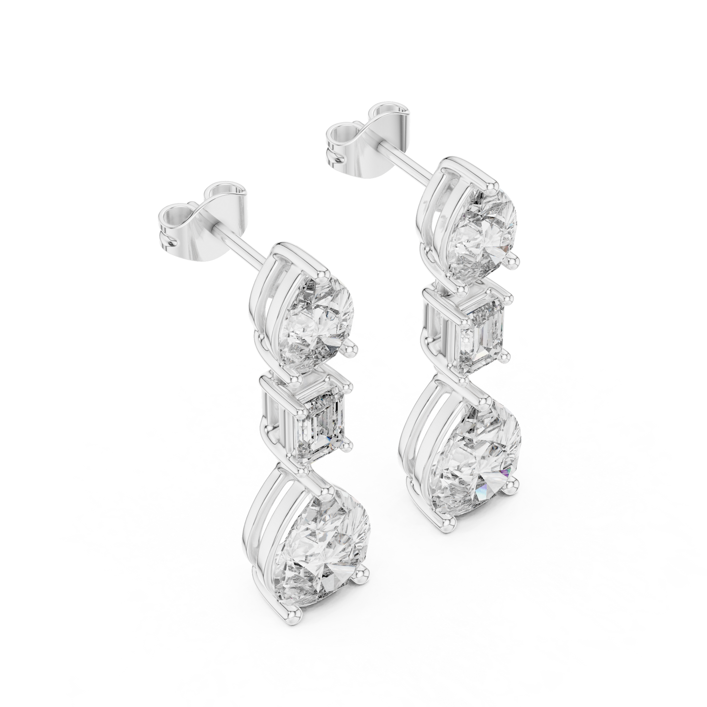 Multi Shape Lab Diamond Drop Dangler Earrings