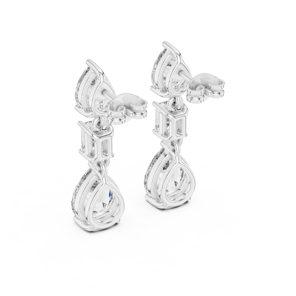 Multi Shape Lab Diamond Drop Dangler Earrings