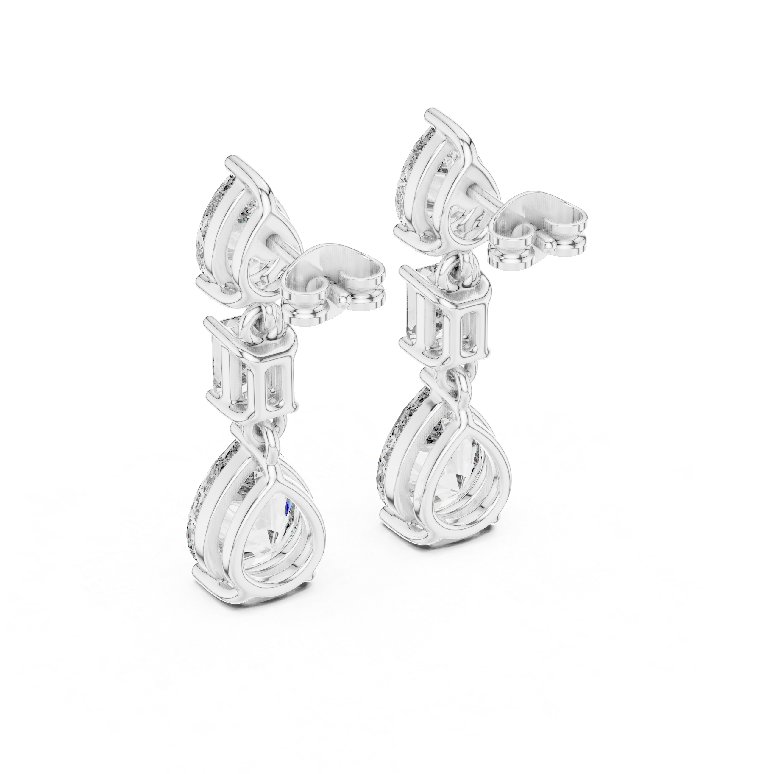 Multi Shape Lab Diamond Drop Dangler Earrings