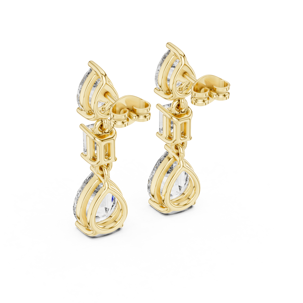 Multi Shape Lab Diamond Drop Dangler Earrings