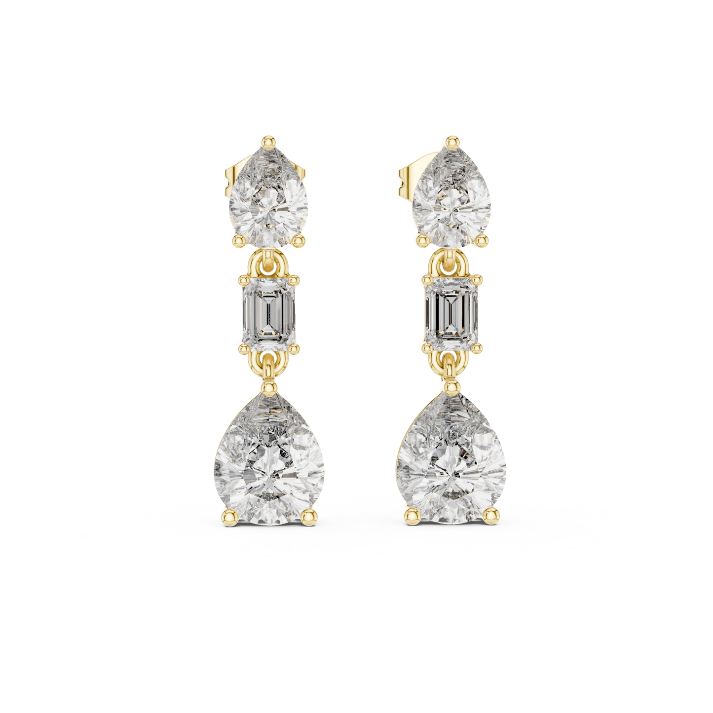 Multi Shape Lab Diamond Drop Dangler Earrings