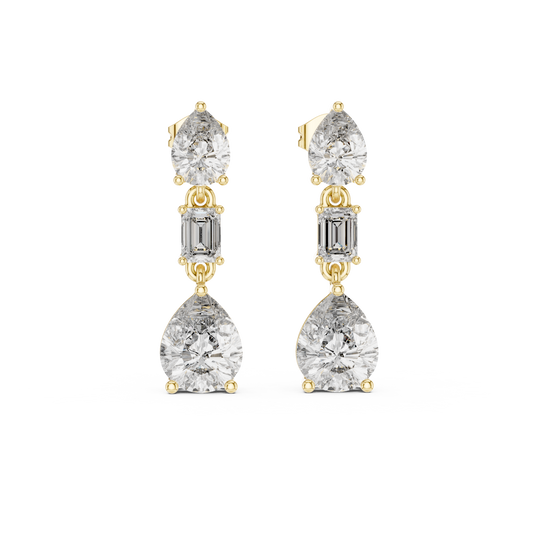 Multi Shape Lab Diamond Drop Dangler Earrings