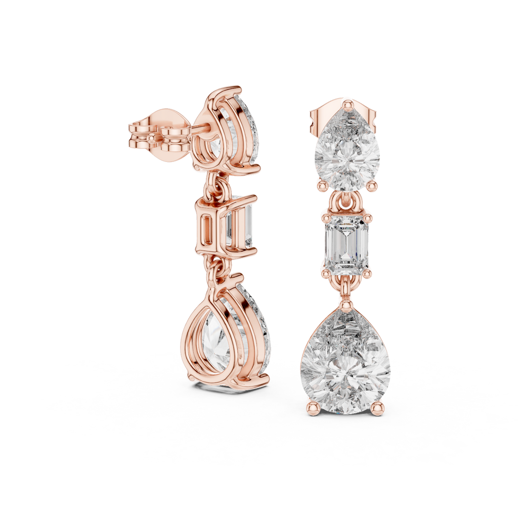 Multi Shape Lab Diamond Drop Dangler Earrings