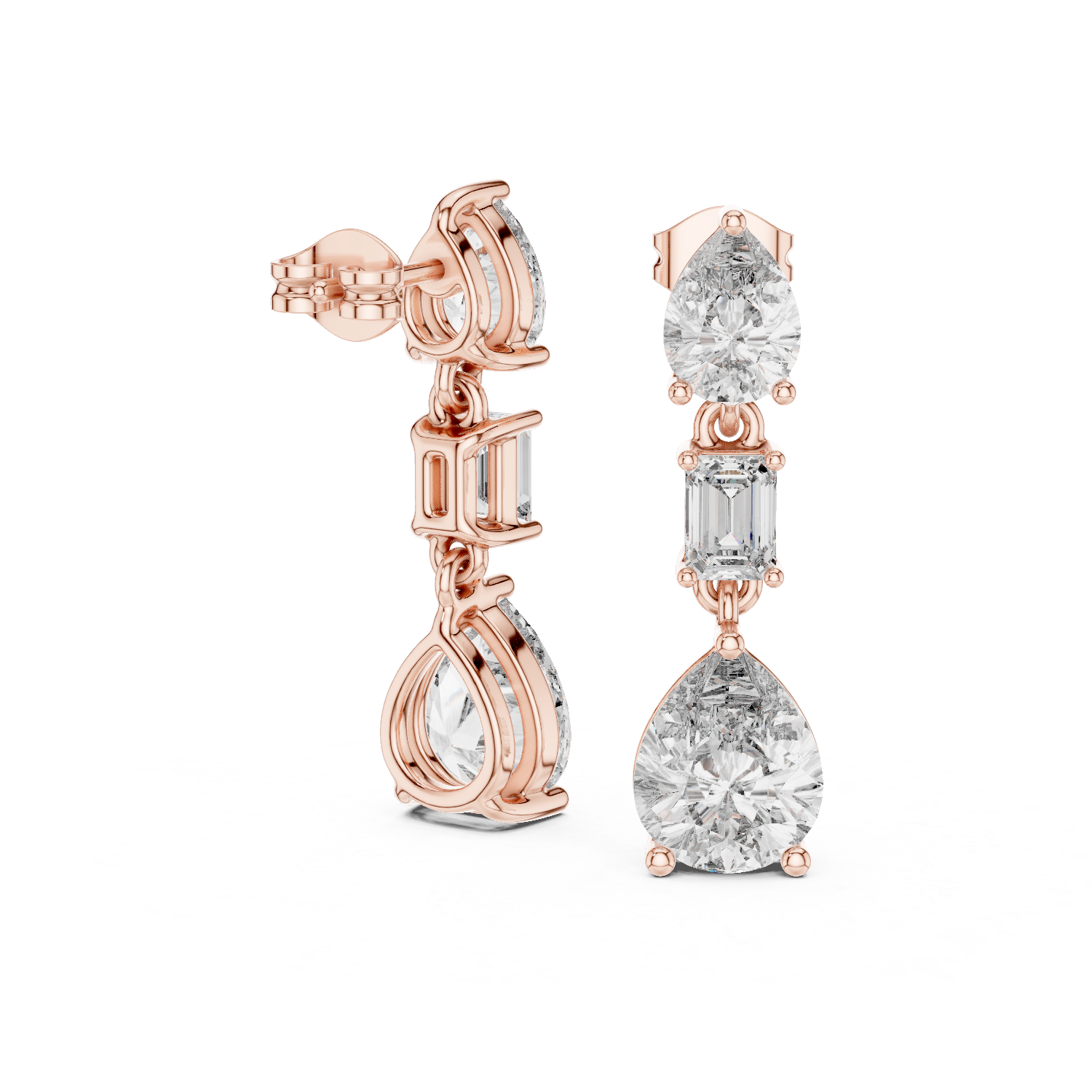 Multi Shape Lab Diamond Drop Dangler Earrings