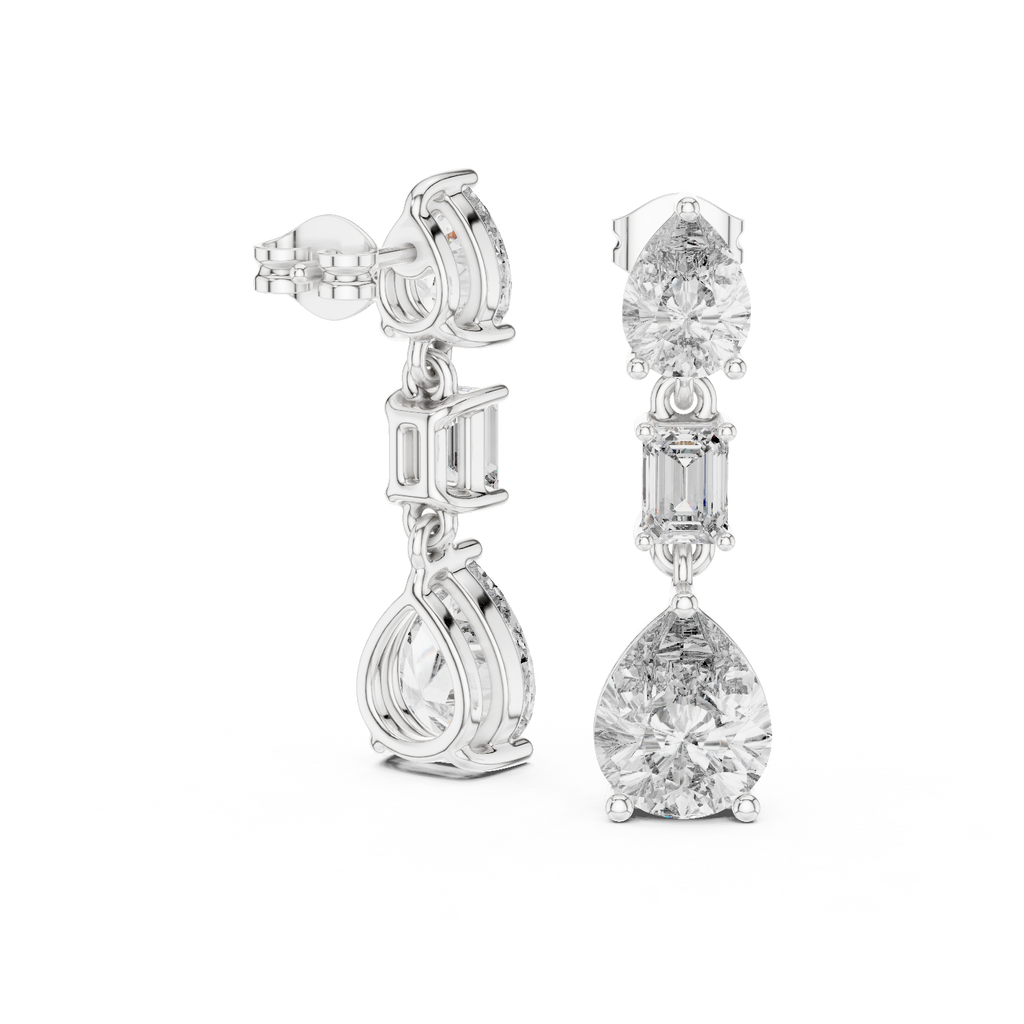 Multi Shape Lab Diamond Drop Dangler Earrings