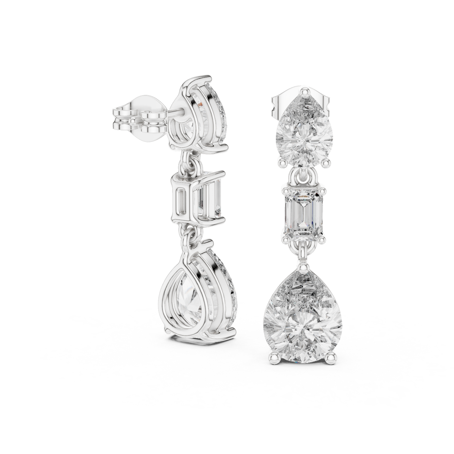 Multi Shape Lab Diamond Drop Dangler Earrings