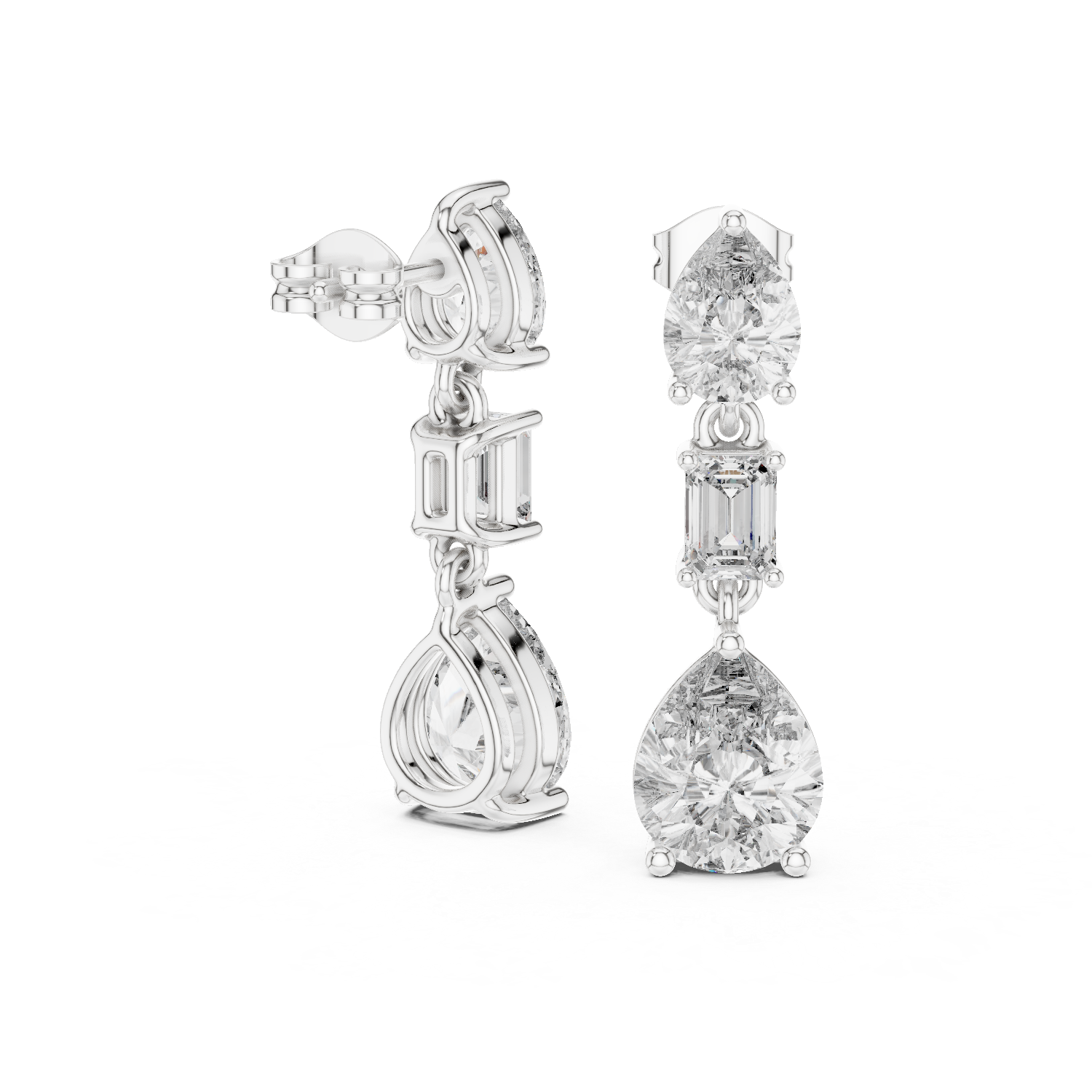 Multi Shape Lab Diamond Drop Dangler Earrings