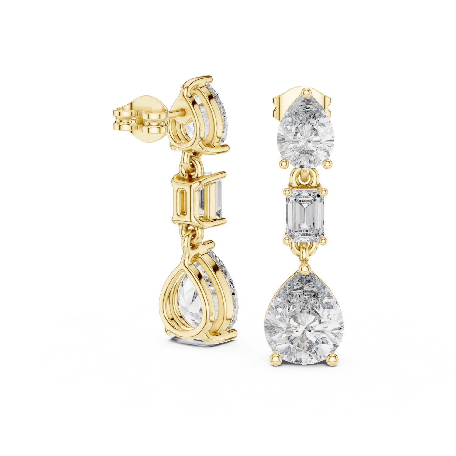 Multi Shape Lab Diamond Drop Dangler Earrings