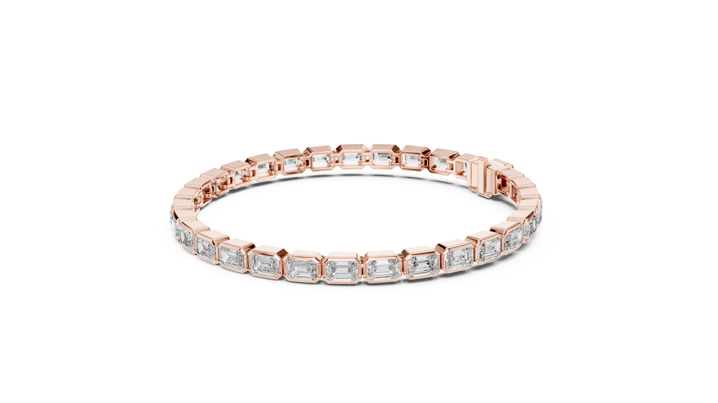 Bezel Set Emerald Cut lab Diamond Tennis Bracelet